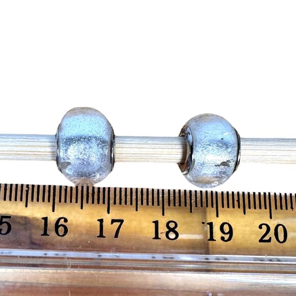 Silver Reflections Glass Beads Charms, 10mm, set of 2, 925 Bales, Snake Bracelet - Picture 7 of 8
